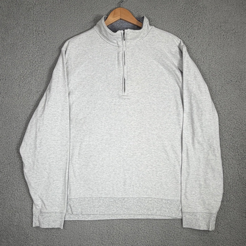 Brooks Brothers Sweatshirt Mens XXL Gray Quarter Zip Pullover Cotton Fleece Logo